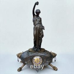 Pendule Sculpture Bronze Aimé Millet Art Nouveau