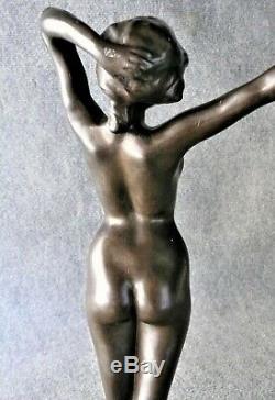 Philippe Grande Sculpture Bronze Nu Féminin Réveil Bronze Art Déco 1930 (1)