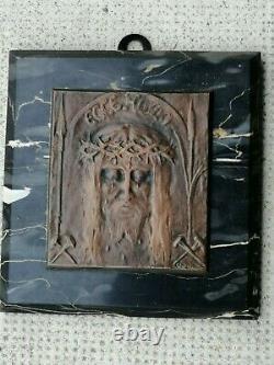 Plaque sculpture bronze art nouveau 1900 Jesus christ ECCE HOMO signe DUMOND