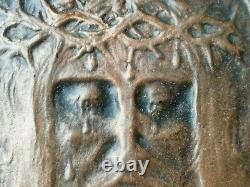 Plaque sculpture bronze art nouveau 1900 Jesus christ ECCE HOMO signe DUMOND