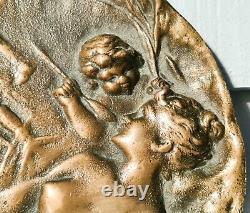 Plateau plat vide poche sculpture bronze Art nouveau E. Seraphin Vernier nu dame