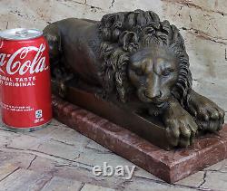 Pure Bronze Marbre Statue Art Roar Majestic Lions Sculpture Figurine