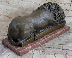 Pure Bronze Marbre Statue Art Roar Majestic Lions Sculpture Figurine