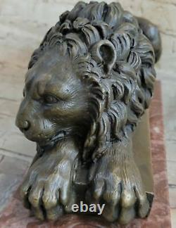 Pure Bronze Marbre Statue Art Roar Majestic Lions Sculpture Figurine