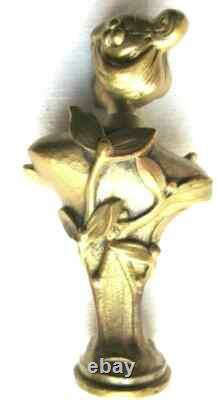 RARE Sculpture bronze Art Nouveau Jugendstil, sceau à cacheter Femme au gui