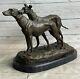 Rare Grand, Art Déco Moderniste Lévrier Chien Bronze Sculpture