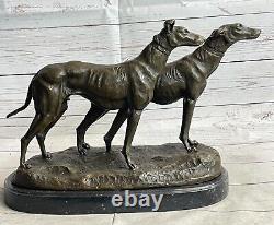 Rare Grand, Art Déco Moderniste Lévrier Chien Bronze Sculpture