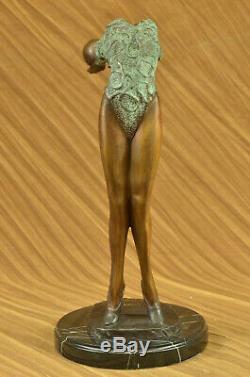 Rare Original Art Déco Sport Gymnaste Bronze Sculpture Statue Marbre Base Figure