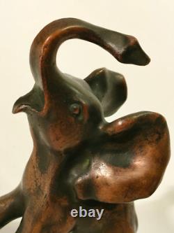 Rare Sculpture Bronze Animalier Art Deco Elephant Estampille 1920-1930