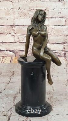 Rare Sculpture En Bronze D'Une Femme Nue Originale, Ouvre D'Art Exotique