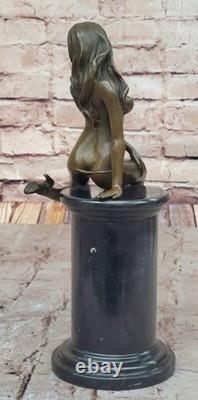 Rare Sculpture En Bronze D'Une Femme Nue Originale, Ouvre D'Art Exotique