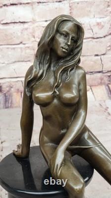 Rare Sculpture En Bronze D'Une Femme Nue Originale, Ouvre D'Art Exotique