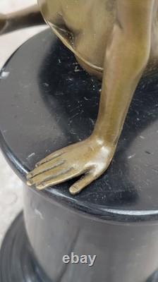 Rare Sculpture En Bronze D'Une Femme Nue Originale, Ouvre D'Art Exotique