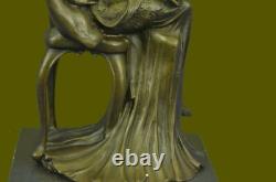 Rare Sculpture Signée Fisher Art Nouveau Deco Femme Figurine Décor Bronze Statue