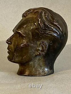 Rare bronze visage tête buste homme épreuve d'essai HC 1900 art déco à identifie