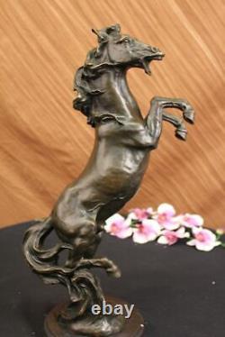 Rodeo Ouest Élevage Cheval Ferme Ranch Bronze Marbre Statue Art Sculpture Offre