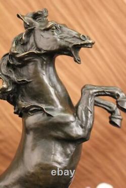 Rodeo Ouest Élevage Cheval Ferme Ranch Bronze Marbre Statue Art Sculpture Offre