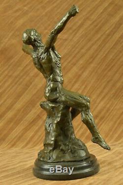 Rodin Age de Bronze Élégant Mâle Nu Rare Bronze Marbre Statue Sculpture Art