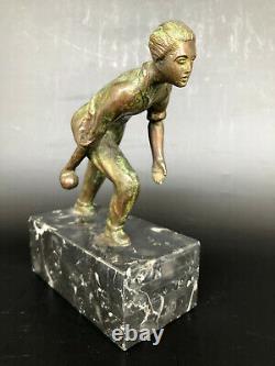 SCULPTURE BRONZE STYLE ART DECO TROPHEE PETANQUE BOULISTE 20th