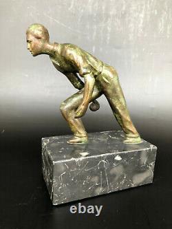 SCULPTURE BRONZE STYLE ART DECO TROPHEE PETANQUE BOULISTE 20th