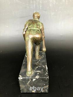 SCULPTURE BRONZE STYLE ART DECO TROPHEE PETANQUE BOULISTE 20th