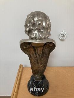 SCULPTURE Bronze argente socle marbre MILES DAVIS XXe jazz musique 62x38 cm art