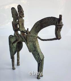 SCULPTURE Couple de cavaliers DOGON en BRONZE du MALI art BRUT XXeme