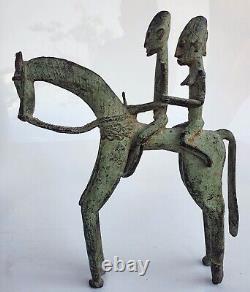 SCULPTURE Couple de cavaliers DOGON en BRONZE du MALI art BRUT XXeme