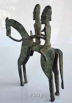 SCULPTURE Couple de cavaliers DOGON en BRONZE du MALI art BRUT XXeme