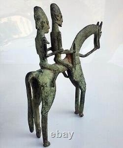 SCULPTURE Couple de cavaliers DOGON en BRONZE du MALI art BRUT XXeme