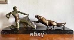 SCULPTURE STATUE HOMME NU CHASSEUR BRONZE ART DECO SIGNE BRAULT Ca. 1925-1930