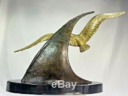 SPLEND. SCULPTURE MOUETTE EN VOL SIGNEE E. GUY BRONZE ART DECO STATUE Ca. 1930