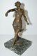 Superbe Statuette Femme Bronze Patine Brune Art Nouveau Signé A. R. Philippe 1900