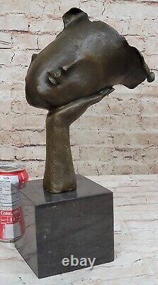 Salvador Dali Art Moderne au Repos Fille Bronze Buste Statue Sculpture Figurine