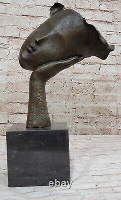 Salvador Dali Art Moderne au Repos Fille Bronze Buste Statue Sculpture Figurine