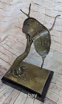 Salvador Dali Fondre Horloge Tribute Bronze Sculpture Abstrait Figurine Art