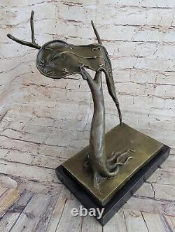 Salvador Dali Fondre Horloge Tribute Bronze Sculpture Abstrait Figurine Art
