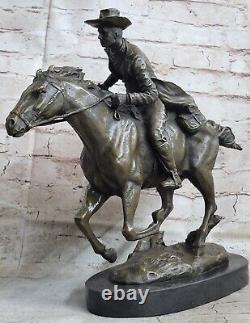 Sauvage Américain Classique Ouest Cowboy Sculpture Bronze Marbre Original Art