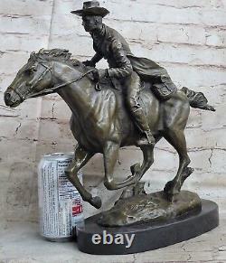 Sauvage Américain Classique Ouest Cowboy Sculpture Bronze Marbre Original Art