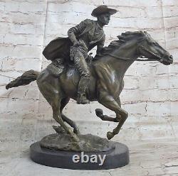 Sauvage Américain Classique Ouest Cowboy Sculpture Bronze Marbre Original Art