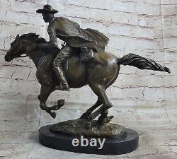 Sauvage Américain Classique Ouest Cowboy Sculpture Bronze Marbre Original Art