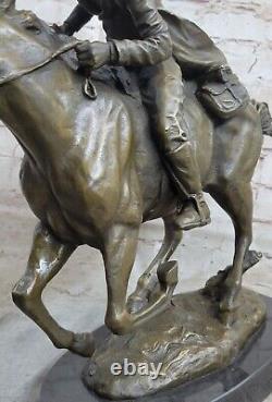 Sauvage Américain Classique Ouest Cowboy Sculpture Bronze Marbre Original Art