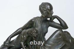 Sculpture Art Déco Armand Godard Lady with panther