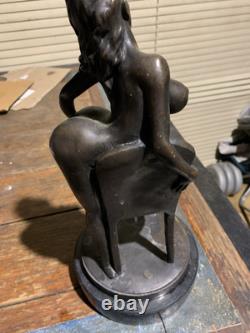 Sculpture Art Déco Femme Nue Poitrine Statue Figurine Bronze Fonte Chaude