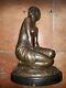 Sculpture Art Déco Bronze Amedeo Gennarelli 1881-1943 Jeune Fille Accroupie