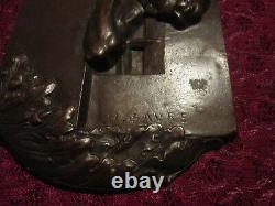 Sculpture Bas Relef Plaque Signee Bronze Art Deco 1940' Ww2 Wwii Wk2 Wkii Stalag