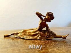 Sculpture Bronze Art Nouveau Érotique Le grand Écart Danseuse French cancan