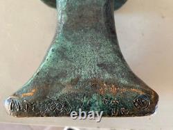 Sculpture Bronze Mandarin Homme Signee MM Patine Verte Art Contemporain