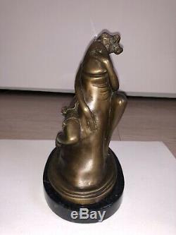 Sculpture Bronze Signé BRUNO ZACH Curiosa Erotique Femme Statue Art Déco