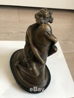 Sculpture Bronze Signé BRUNO ZACH Curiosa Erotique Femme Statue Art Déco